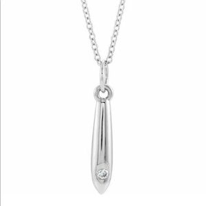 Silver diamond Droplet Pendant Necklace